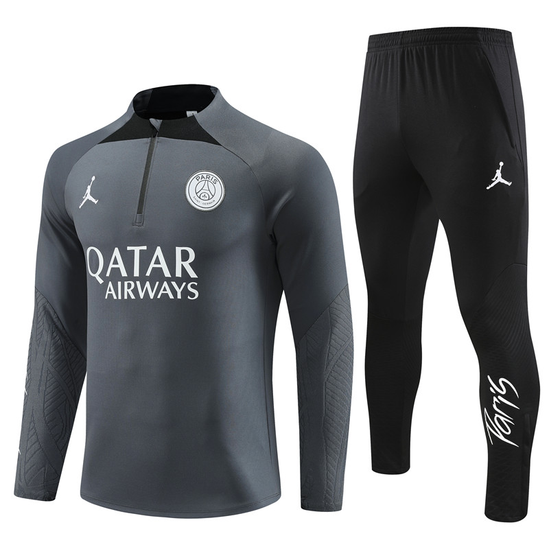 Paris Saint-Germain PSG 23-24 Kids Long Sleeve Training Set Deep Gray